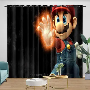 Záclony s průchodkami, kreslený film Mario, světelný odstín, ložnice, okno, zavěšení, domácí dekorace pro děti, více velikostí 10 nejlepší prodej Záclony Super Mario - №1