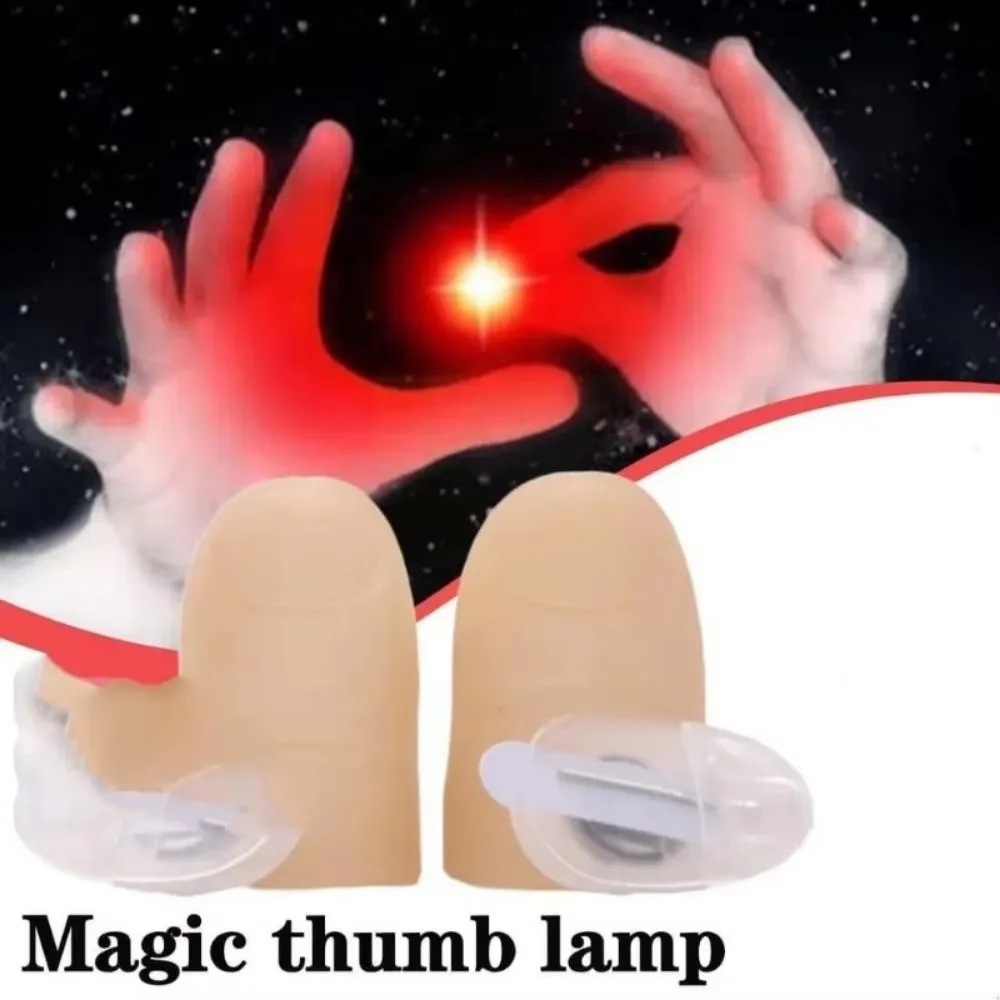 Fake Thumb Tip Light Up Finger Plastic Magic Trick Close-Up Novelty Funny Prank Props Festival Party Fun LED Glow Finger Light