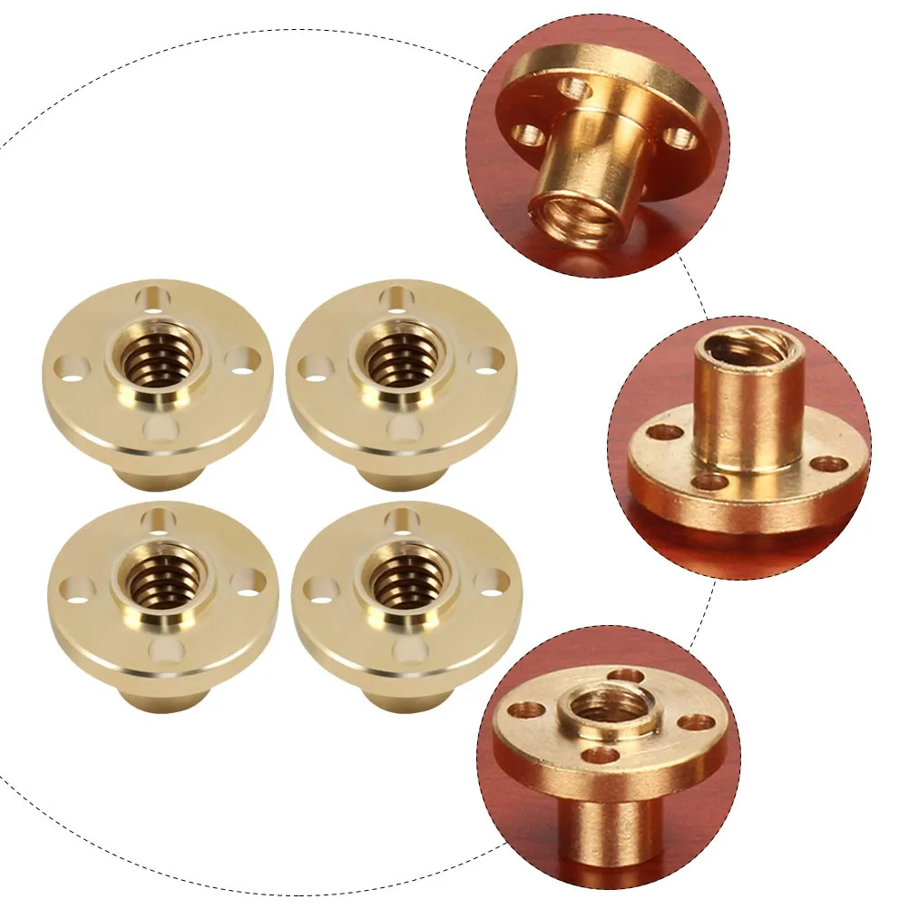 

4Pcs 3D Printer Accessories Nut Brass Trapezoidal Screw Nuts High Hardness No Bending Long Service Life Nut