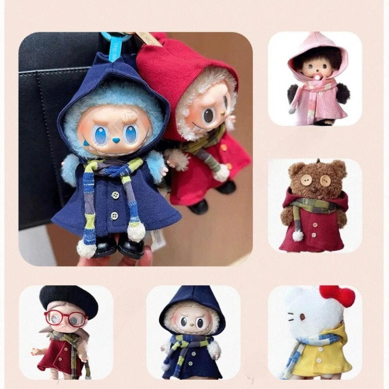 Capa de Elfo Encantadora para Boneca Labubu Mini: Acessórios de Roupa da Moda para Labubu com Lenço Combinando