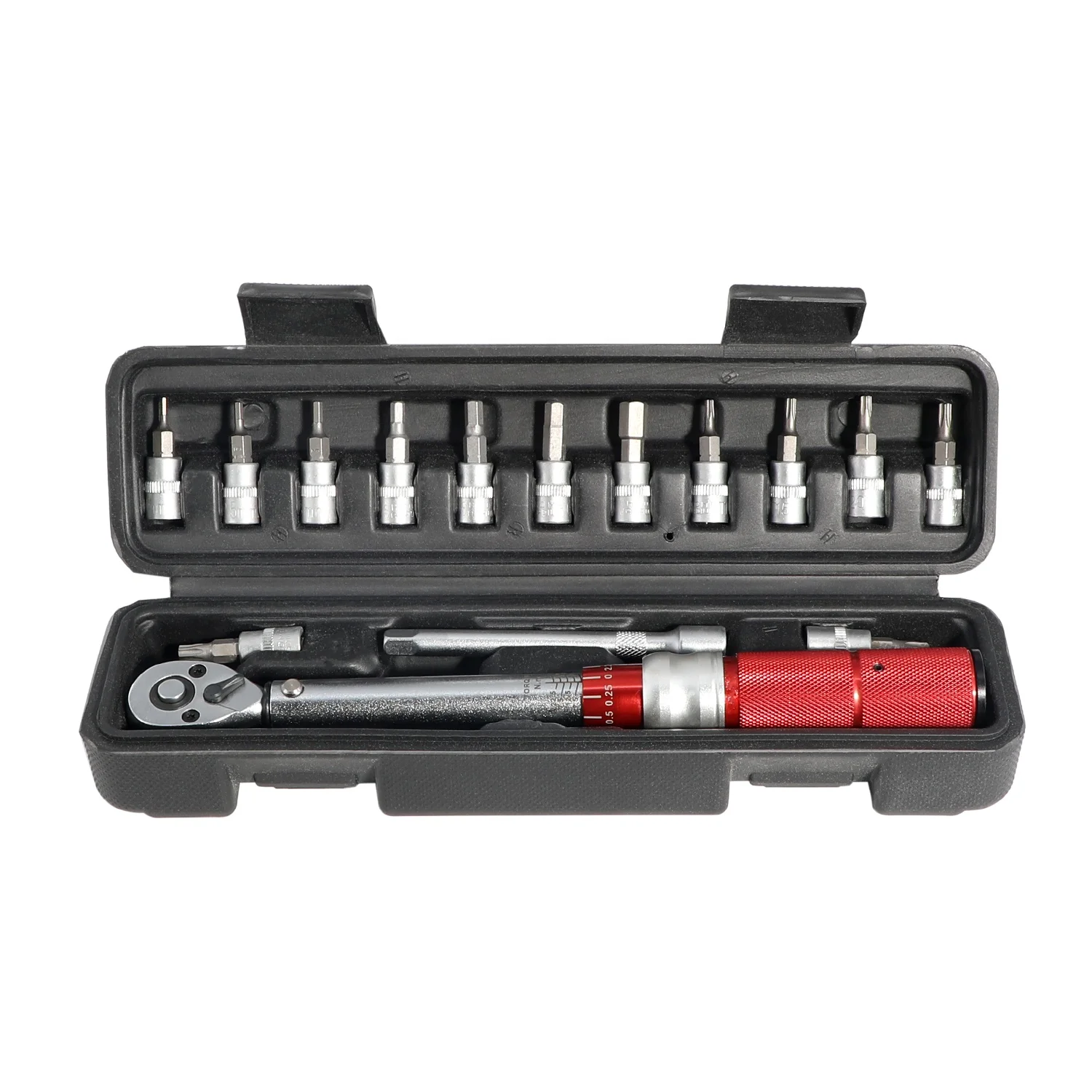

2-25 Nm 1/4 Inch Bicycle Tool Kit 15PCS Hex Torx/Star Bit Sockets Extension Bar Torque Wrench Set for Bike Repair