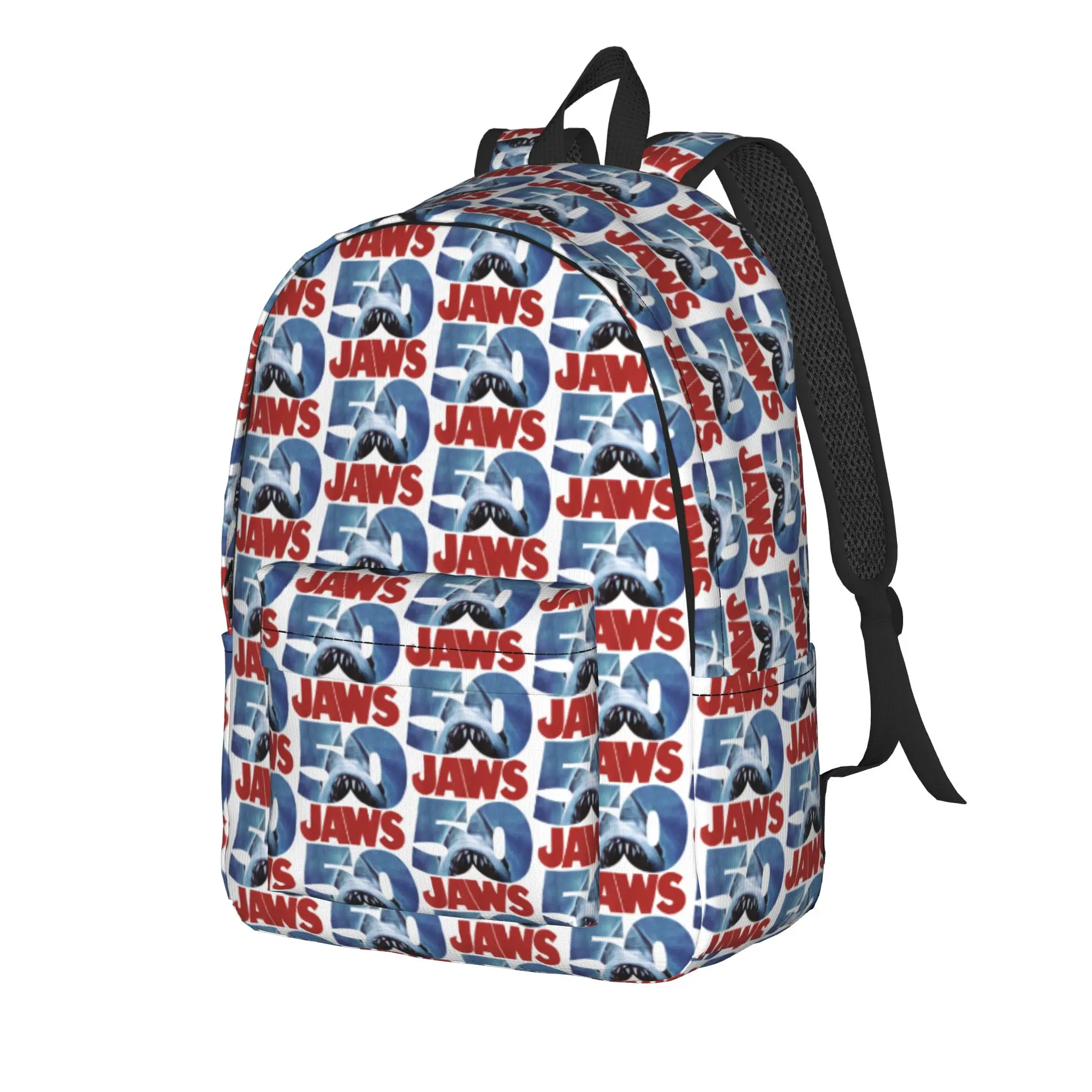 Jaws 50th Anniversary Logo Backpack  Aesthetic Backpacks Student Unisex Workout Breathable School Bags Design Rucksack