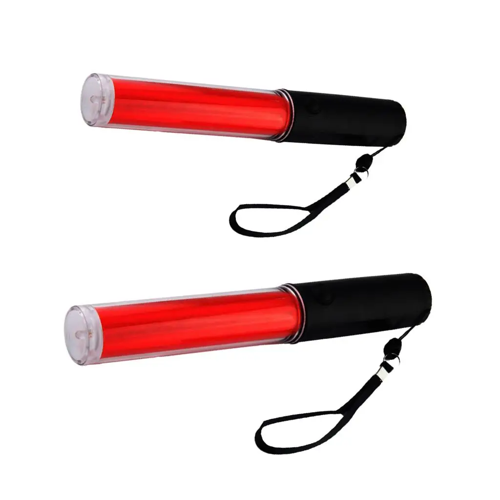 LED Safety Flashlight with Red Blinking Modes Traffic Wand Baton for Outdoor School Crossing and Parking
