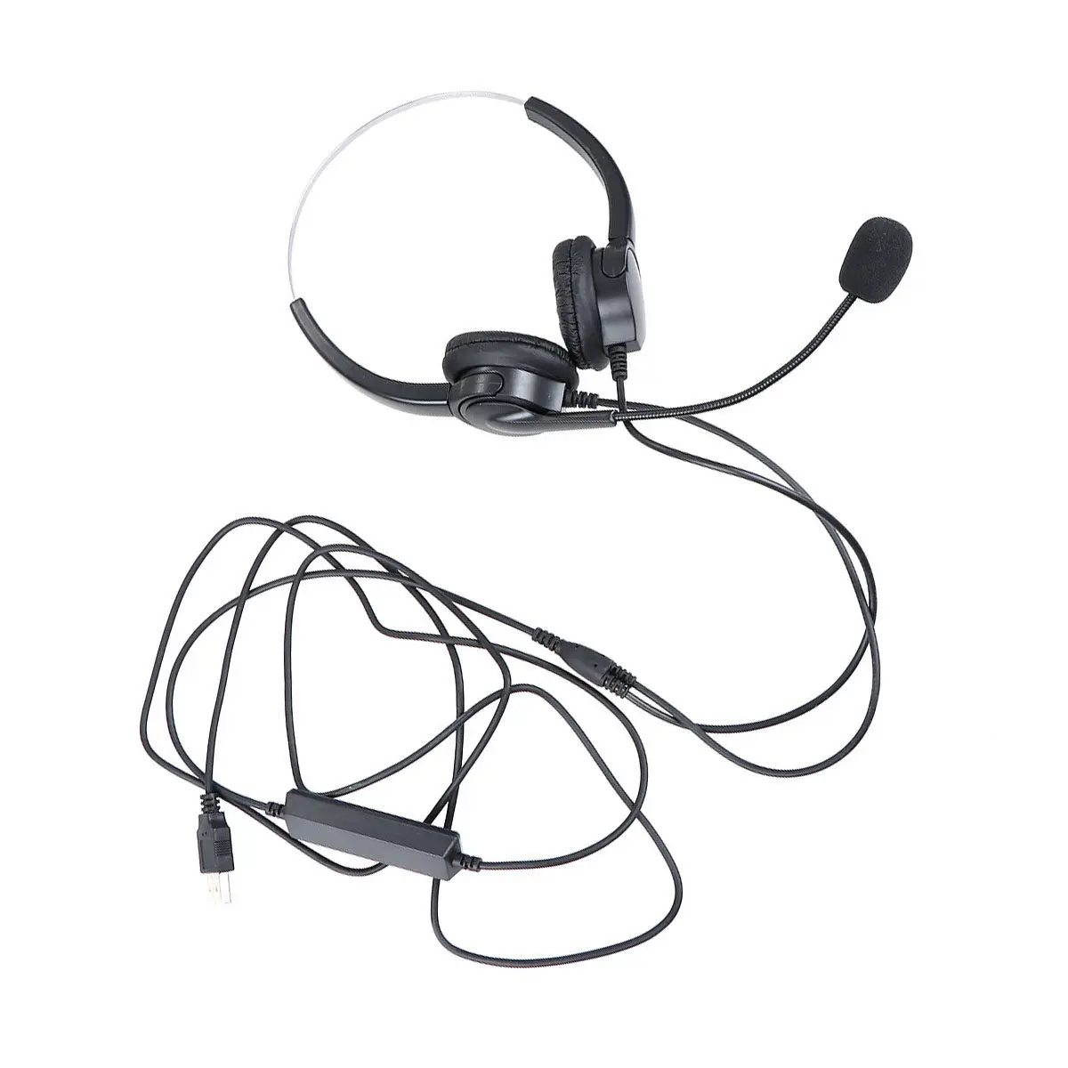 

Head-Mounted Microphone Wired USB Black Ergonomic Noise Reduction Speaker Mic for Sales Use