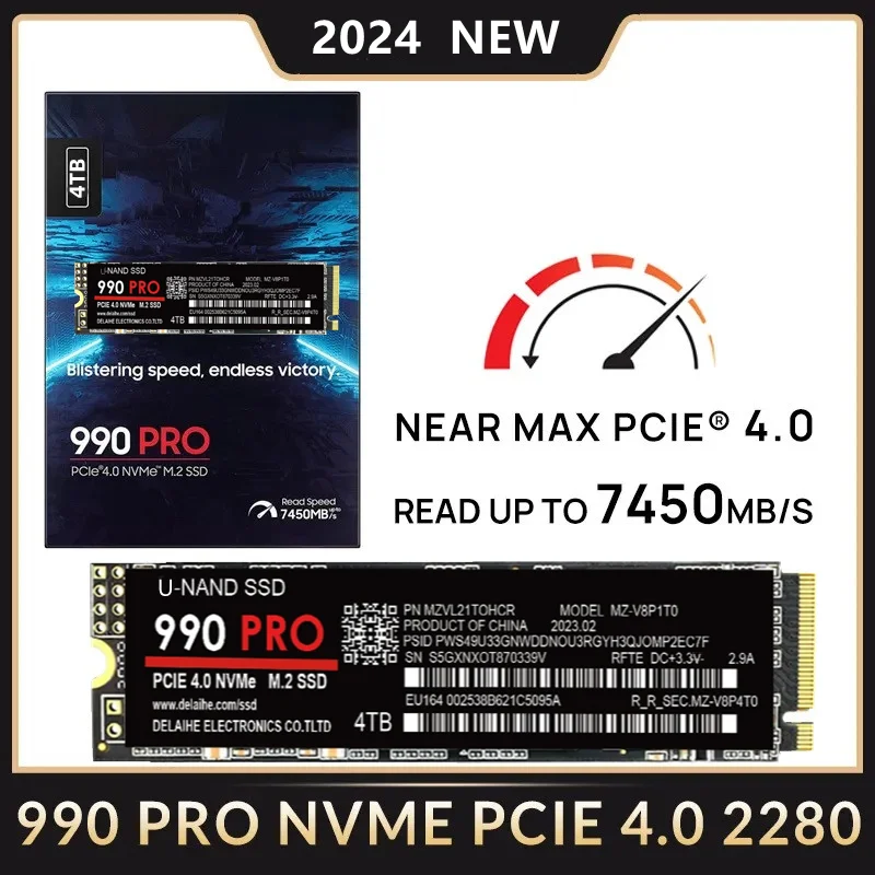 

SSD high speed 990 PRO PCIe 4.0 NVMe 4.0 M.2 2280 1TB 2TB 4TB SSD Internal Solid State Hard Drive For Laptop PC PS5 128gb