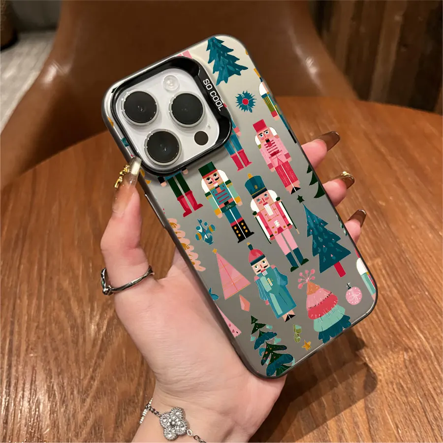 컬러풀한 호두까기 인형과 크리스마스 요소 아이폰 17에서 11 프로 맥스 플러스용 폰 케이스