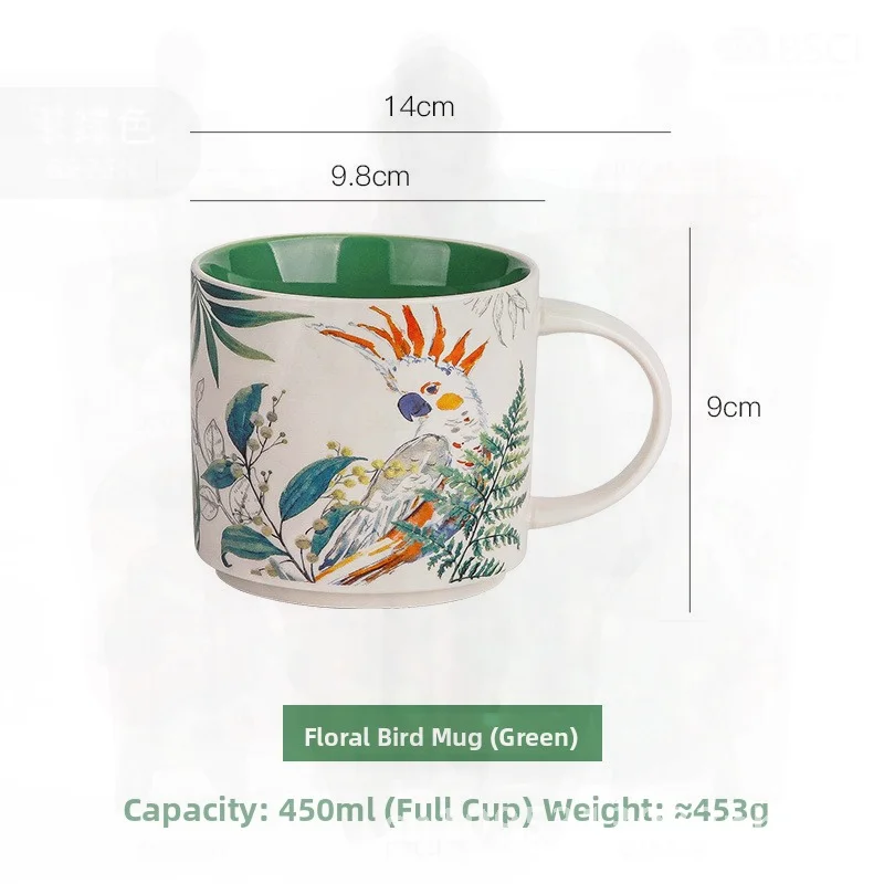 

Large Capacity Ceramic Mug Creative Trend Glaze Color Flower Design Home Breakfast Cup Universal Gift for Business with Logo