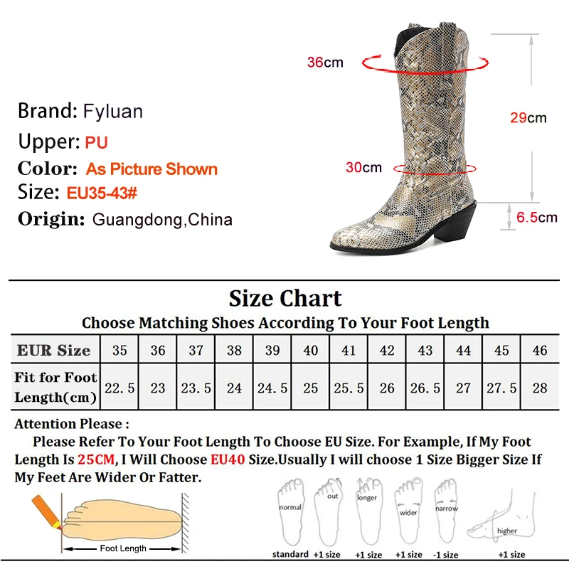 الخريف الشتاء الذهب بيثون منقوشة المرأة منتصف العجل الأحذية أشار تو كعب سميك 6.5 سنتيمتر الانزلاق على سيدة فارس الأحذية حجم كبير 43