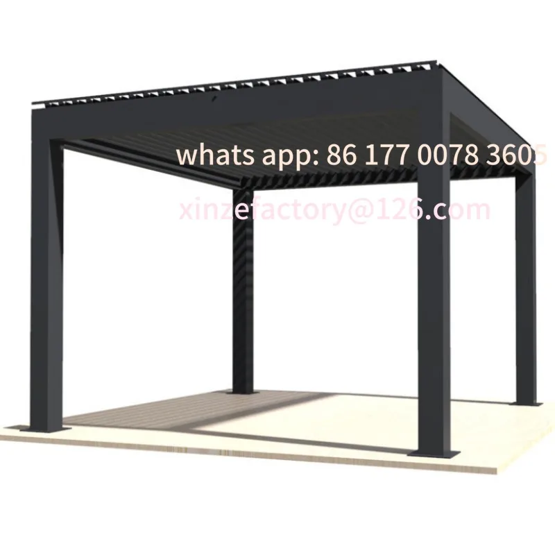 

Customizable Outdoor Pergola Leisure Pavilion Top Venetian Waterproof Shade Aluminum Garden Backyard