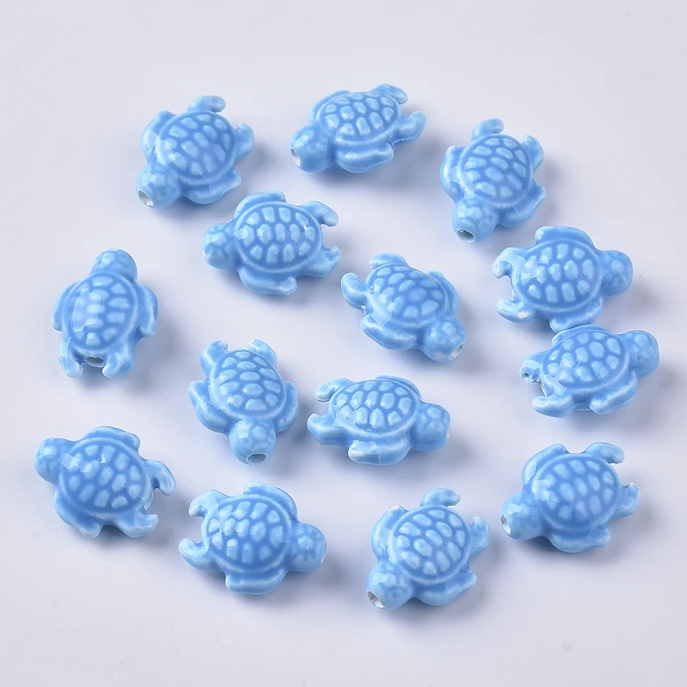 

200pcs Porcelain Beads Tortoise Shape Animal Handmade Ceramic Beads For DIY Bracelet Necklace Jewelry Making Findings