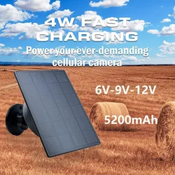 Painel de Energia Solar Charger Kit para Caça Trail Camera, Built-in 5200mAh bateria, ajustável, ao ar livre, 4W, 12V, 6 V, 9 V, 12V