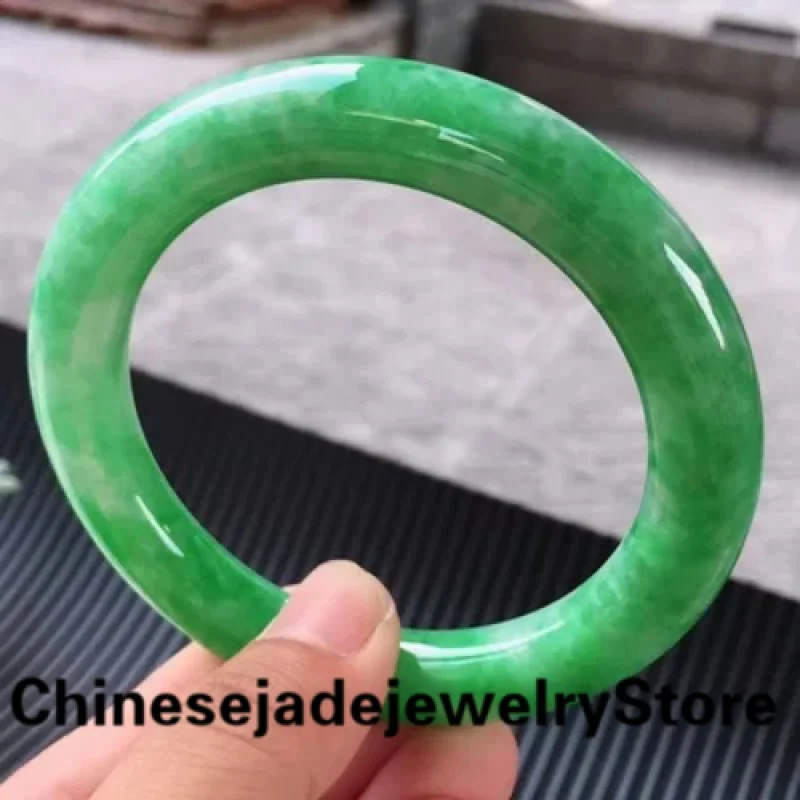 

Send Certificate Emerald Burmese Jadeite Bangle Women Genuine Natural Green Round Bar Real Jade Bangles Bracelet Girlfriend Gift