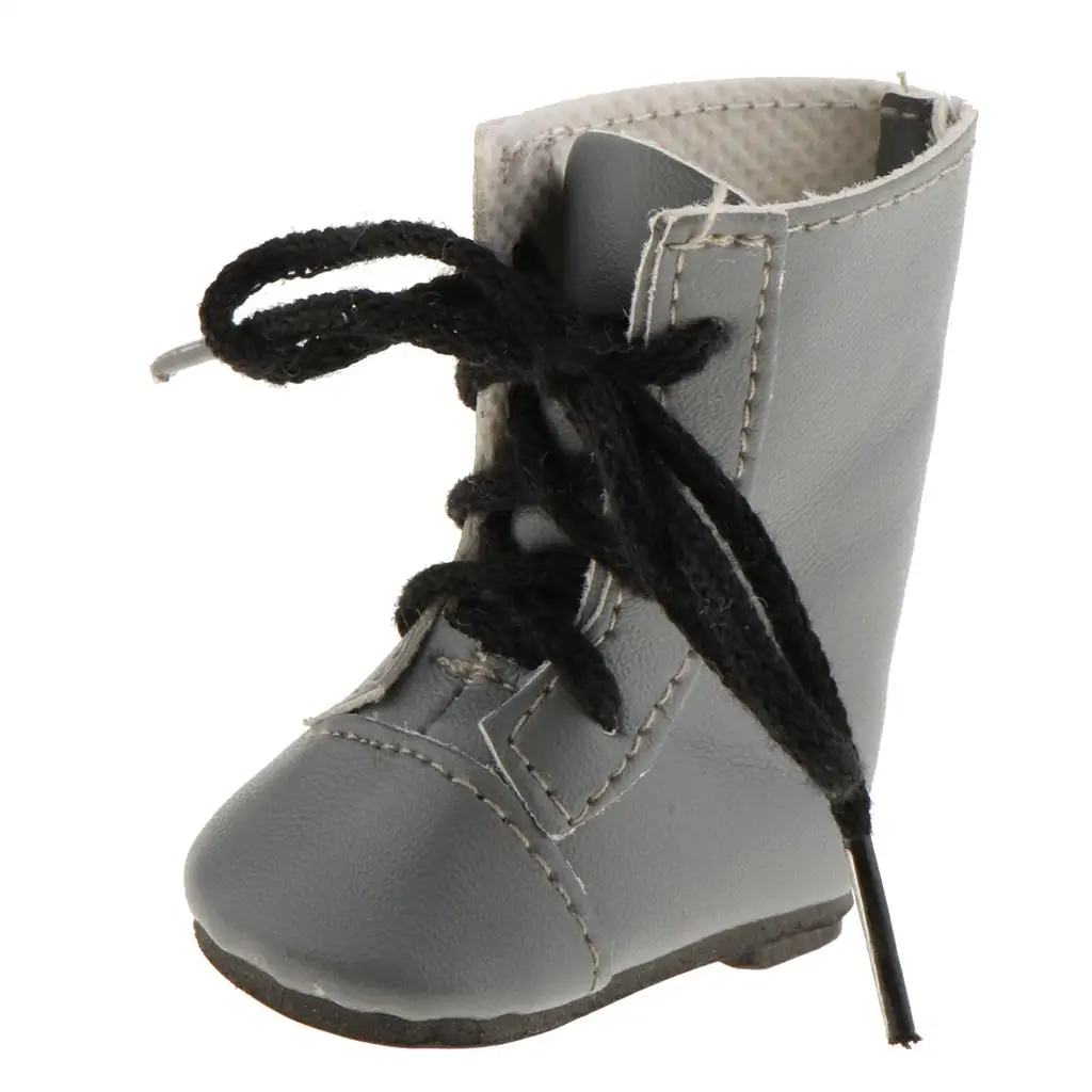 

PU Leather Dolls Fashion Shoes Lace Up Boots Stylish Footwear for 14 Inch Dolls Dress Up Play