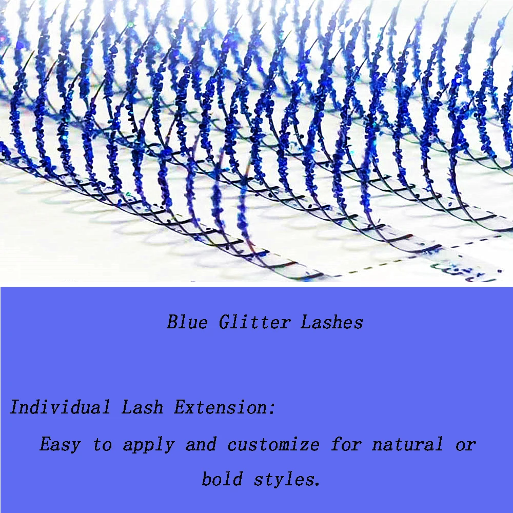 Ciglia a punta glitter argento viola blu Cosplay Natale Estensione ciglia individuale per ciglia all'ingrosso per Halloween