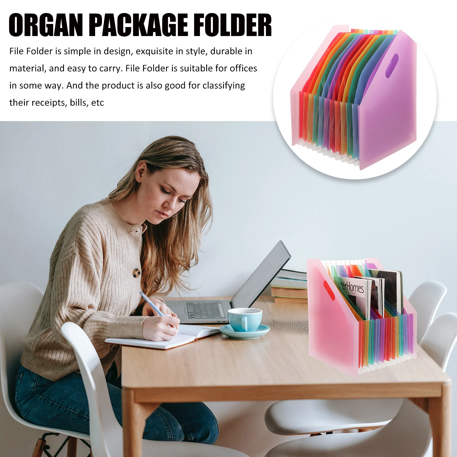 Organisateur de dossiers en accordéon Vertical, dossier de fichiers extensible de grande capacité pour Documents, reçus, factures, bureau, école