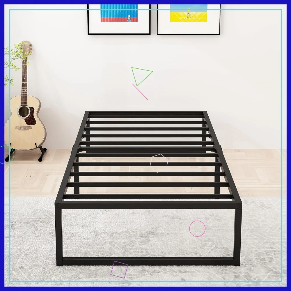 

16 Inch Twin Size Bed Frame Heavy Duty Metal Platform Bed, No Box Spring Needed, Noise Free, Easy Assembly, Black