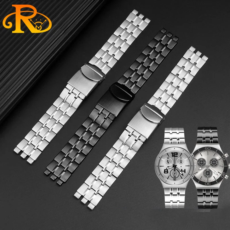 19mm for Swatch YCS YAS YGS IRONY Series Strap Solid Stainless Steel Watchband Men\'s /Women\'s Metal Bracelet Watch Accessories