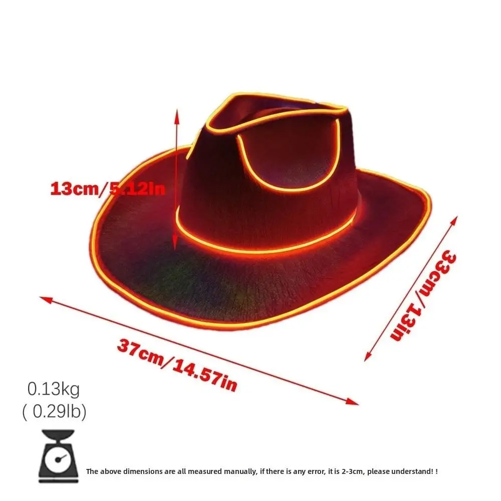 2026LED Lights Cowboy Cowgirl Hat Luminous Light Up Cap Western Cowboy Hat for Dancing Party Dress Up Pearlescent Cowgirl Hat view 6