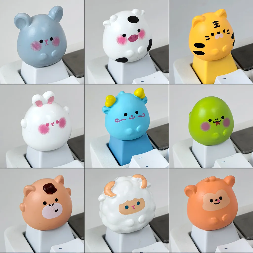 

Колпачки для клавиш с китайским зодиаком для механических клавиатур Персонализированные 3D колпачки для клавиш Милые девушки DIY Украшения для клавиатуры