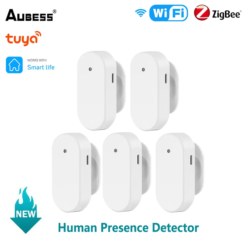 

Aubess Tuya Human Presence Detector 5.8G Millimeter Wave PIR Motion Sensor Radar Detector Remote Control Home Security Detector