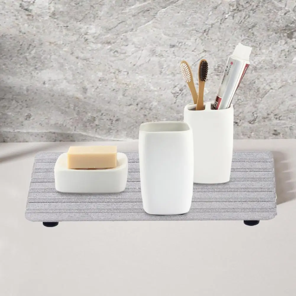 Versatile Sink Tray Eco-friendly Quick-drying Sink Tray Organizer Set for Kitchen Bathroom Stylish Stone Counter Sponge Holder