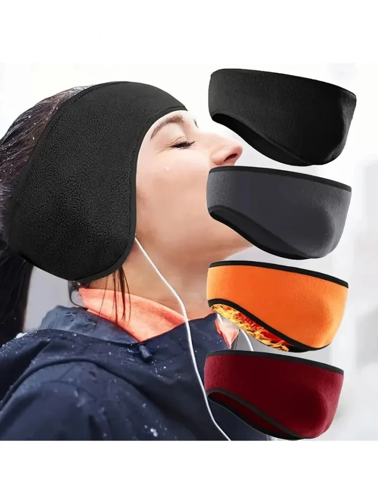 AliExpress NONE 2026 Warm Fleece Earmuffs Headband Soft Windproof Ear Warmer Unisex Outdoor Sports Headbands Ideal for Skiing Running Cycling