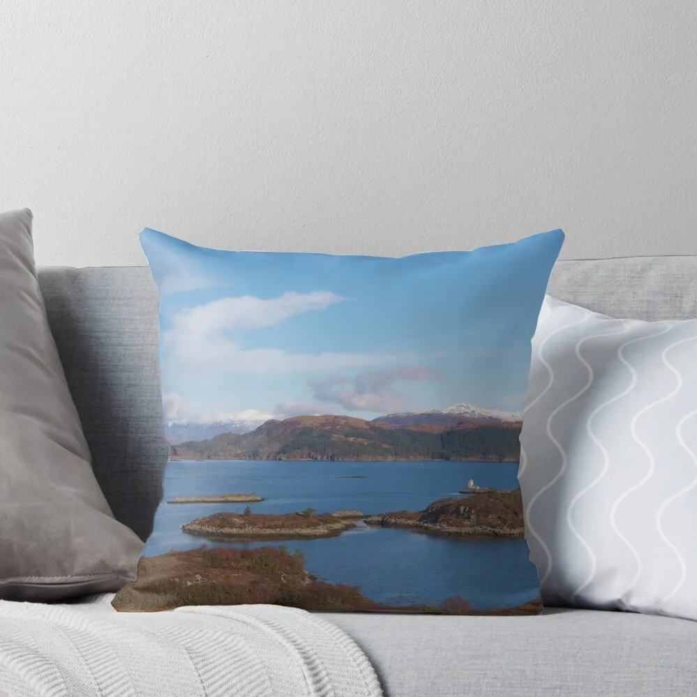 

Plockton view across Loch Carron towards the Applecross mountains in Winter Throw Pillow Covers For Sofas Couch Pillows pillow