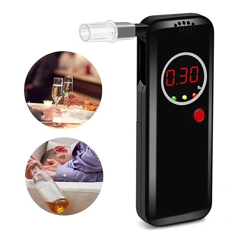 LCD Screen Alcohol Tester Digital Alcohol Detector Alcohol Breath Tester Breathalyzer Police Alcotest Backlight Display Handheld