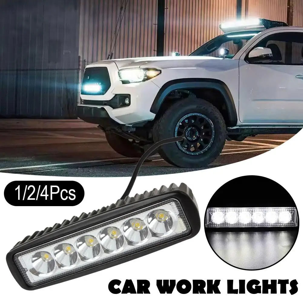 

1/2/4Pcs LED Work Light Strip Shape Light Bar 12V/24V Waterproof LED Lamp For Car Roof Bumper, Off-Road Driving Head Light