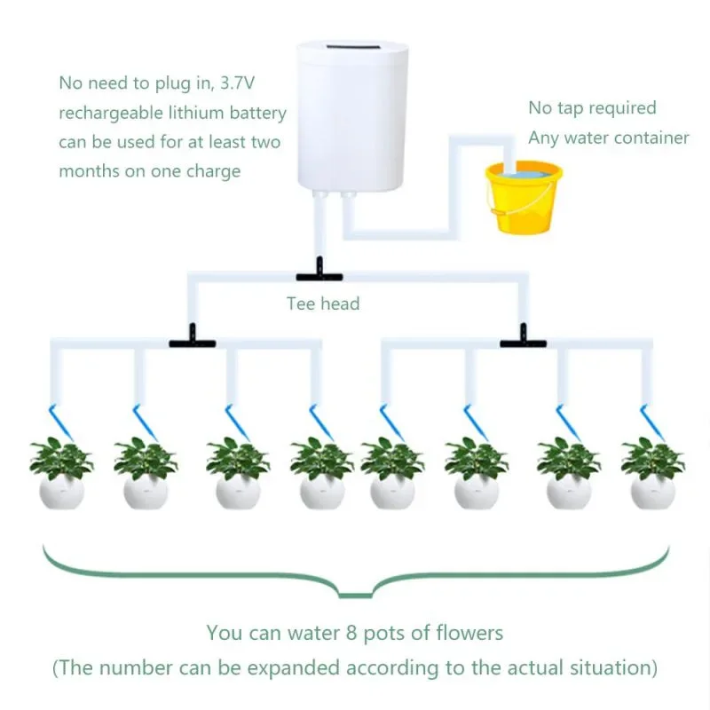 

8 Head Automatic Irrigation System Watering Machine Timed Quantitative Drip Watering Kit Home Garden Plant Sprinkler Device