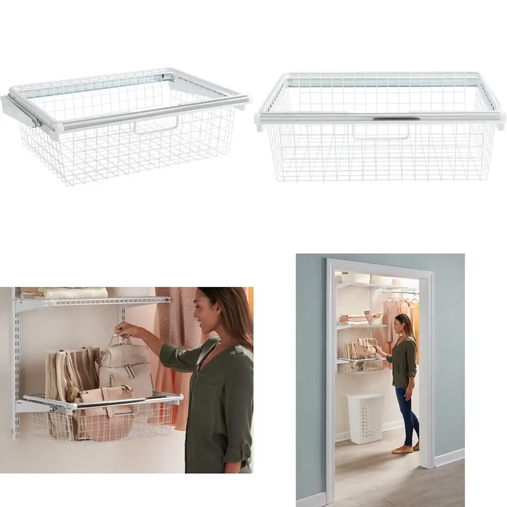 

Sturdy Slide-Out Basket for Closet Drawers, White, Ideal for Home, Laundry, and Bathroom Organization