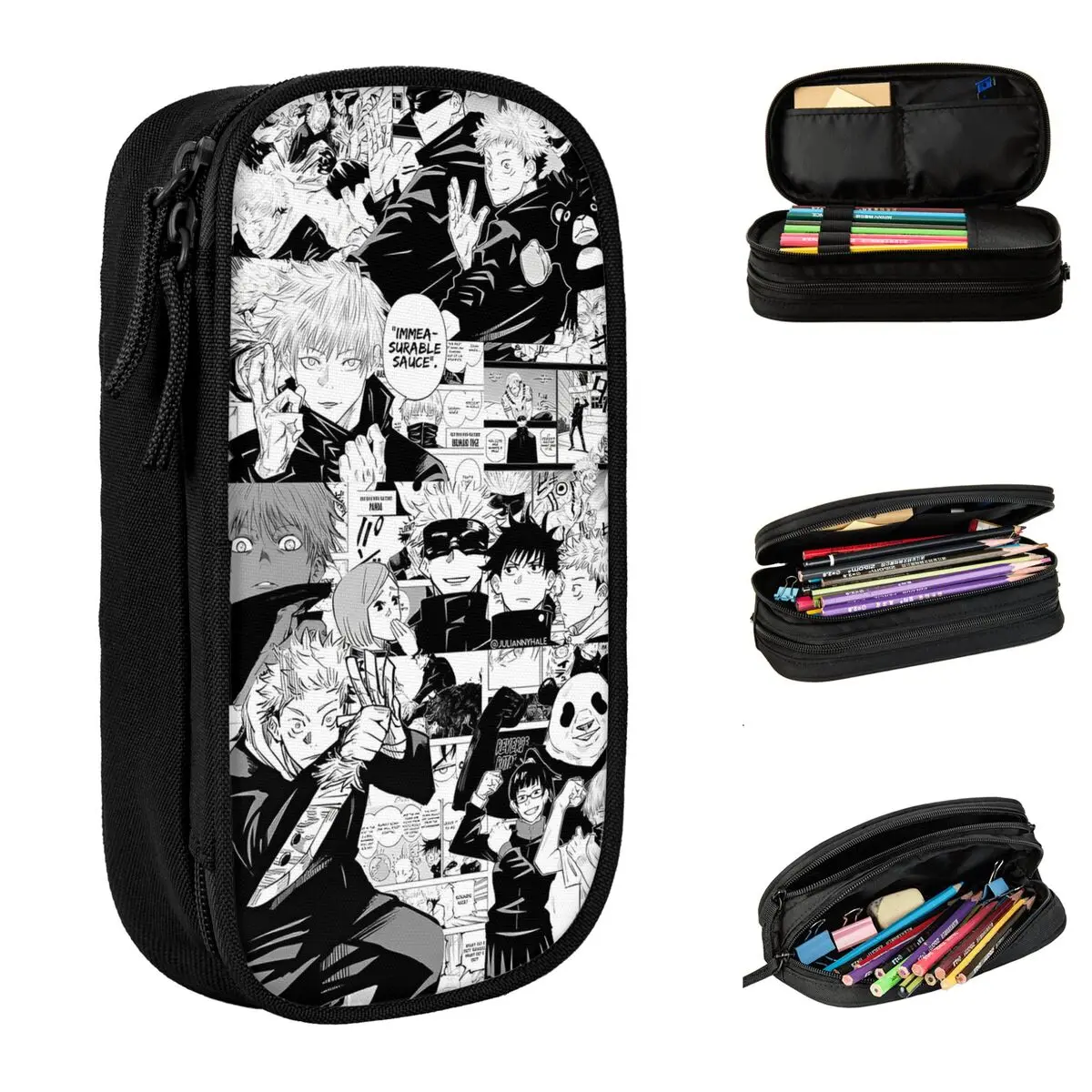 Jujutsu Kaisen Anime Cartoon Pencil Case Satoru Gojo Pencilcases Pen Box for Student Large Storage Bag Office Gift Stationery