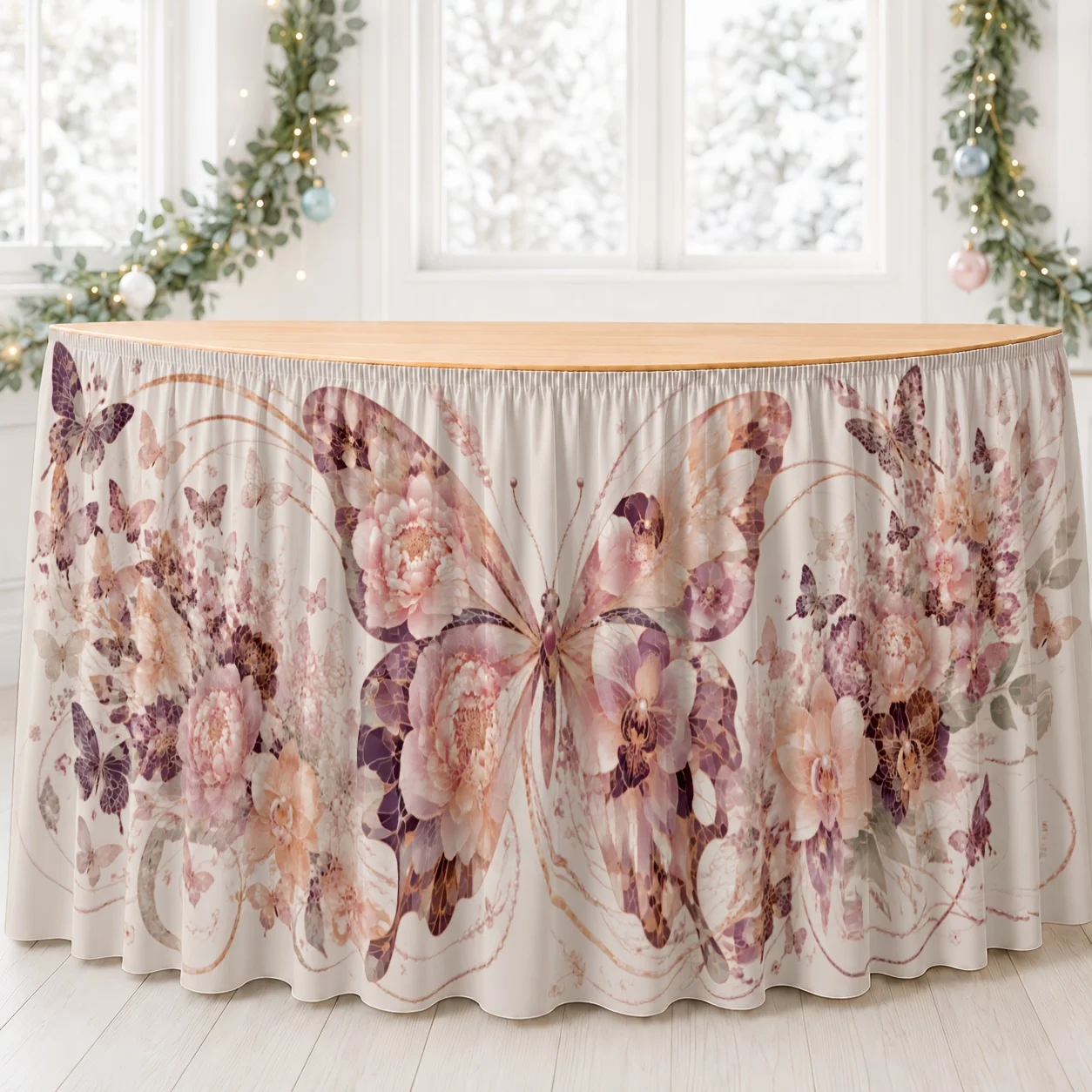 1 piece of pastel-colored butterfly and floral pattern tablecloth - elegant and retro, suitable for weddings