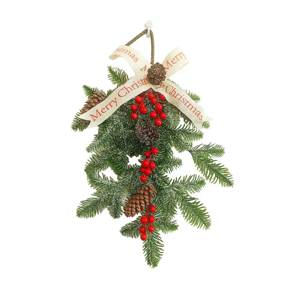 Farmhouse Aesthetic Artificial Christmas Wreath Christmas Decor Easily Hangable Faux Winter Pine Cones Rustic Charm