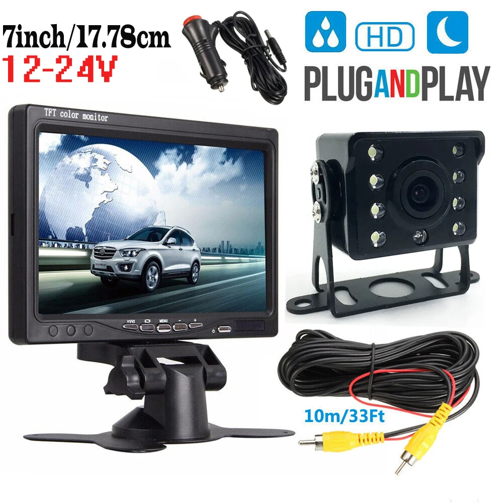 

Car Monitor 7 Inch LCD Display For Truck Bus Van Rear View Kit, With Car IR Night Vision LED Reversing Camera