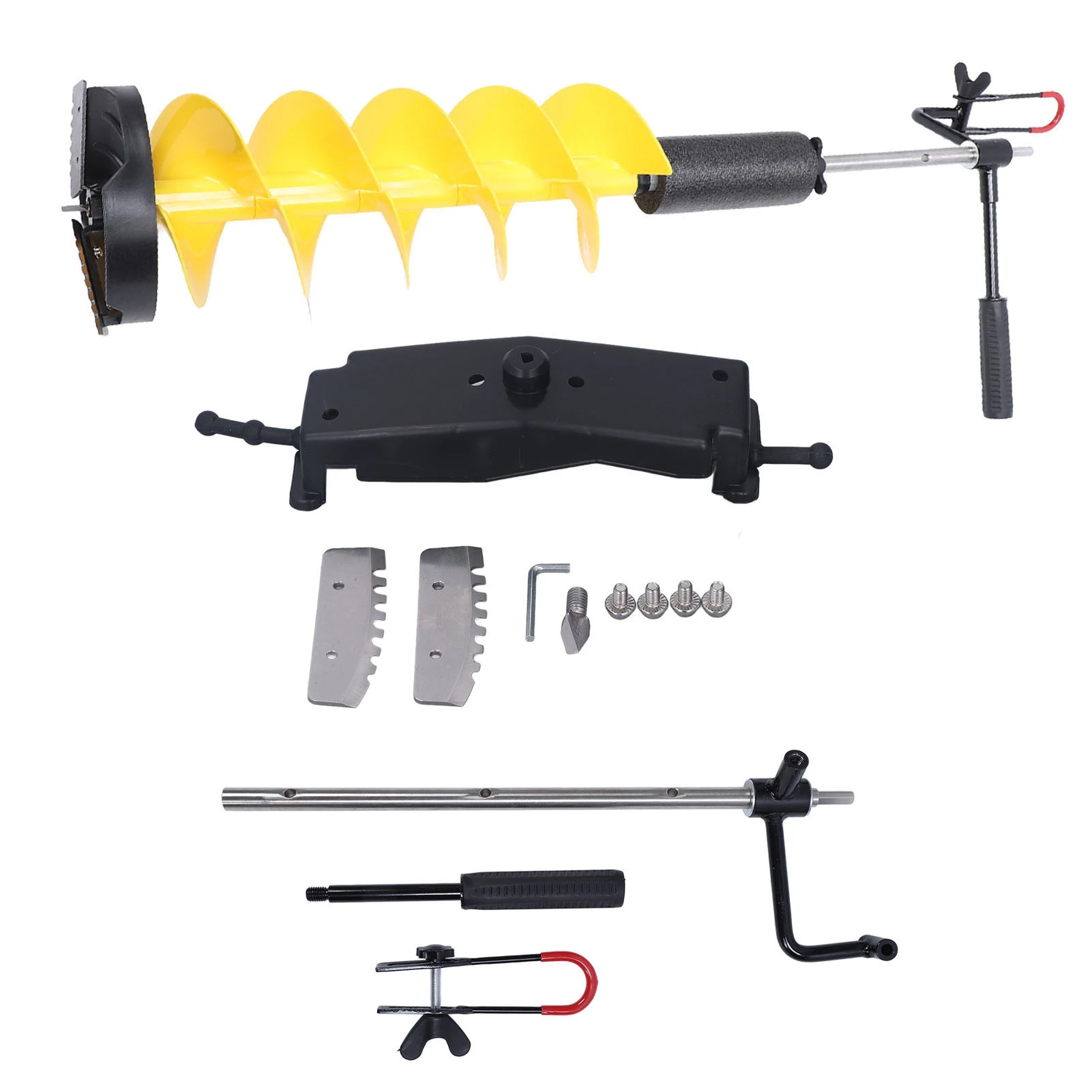 Ice Auger Drill Bit With 27.5in Extension Rod Auger Drill Bit 8in Hole Drilling 28in Length Floatable Ice Fishing Drill Bit  ﻿