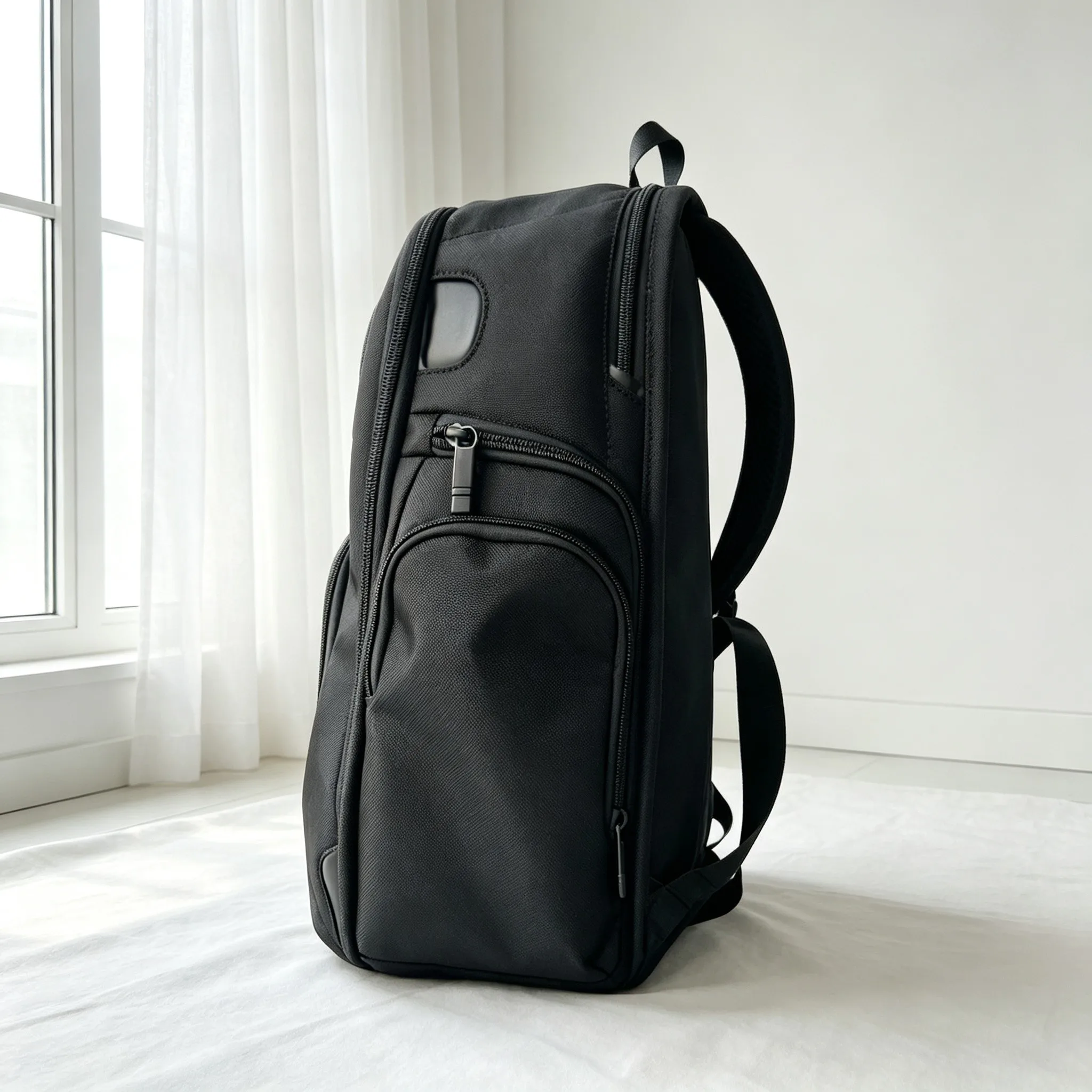 Classic Black Ballistic Nylon Backpack for Men, Large Capacity Fashion Business Commuter Travel Bag view 6