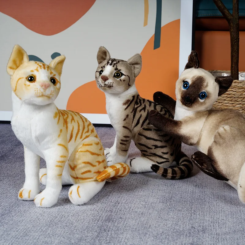 

20cm Lifelike Stuffed Siame Cats Plush Toy Simulation American Shorthair Cute Cat Pet Toy Lifelike Home Decor Kids Birthday Gift