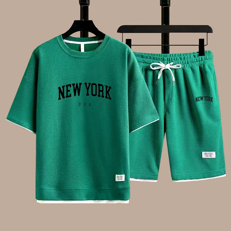 New York U.S.A t-shirt pantaloni corti tuta 2 pezzi uomo estate moda manica corta tuta Set pantaloncini donna Streetwear Tee Tops