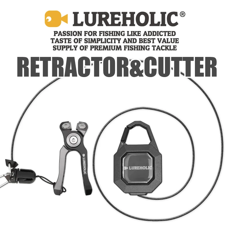 Lureholic Tungsten Fishing Line Cutter and 27.5” Retractor with Pull-stop Locking, Extension Length: 7~70cm, Quick Hook for Lure