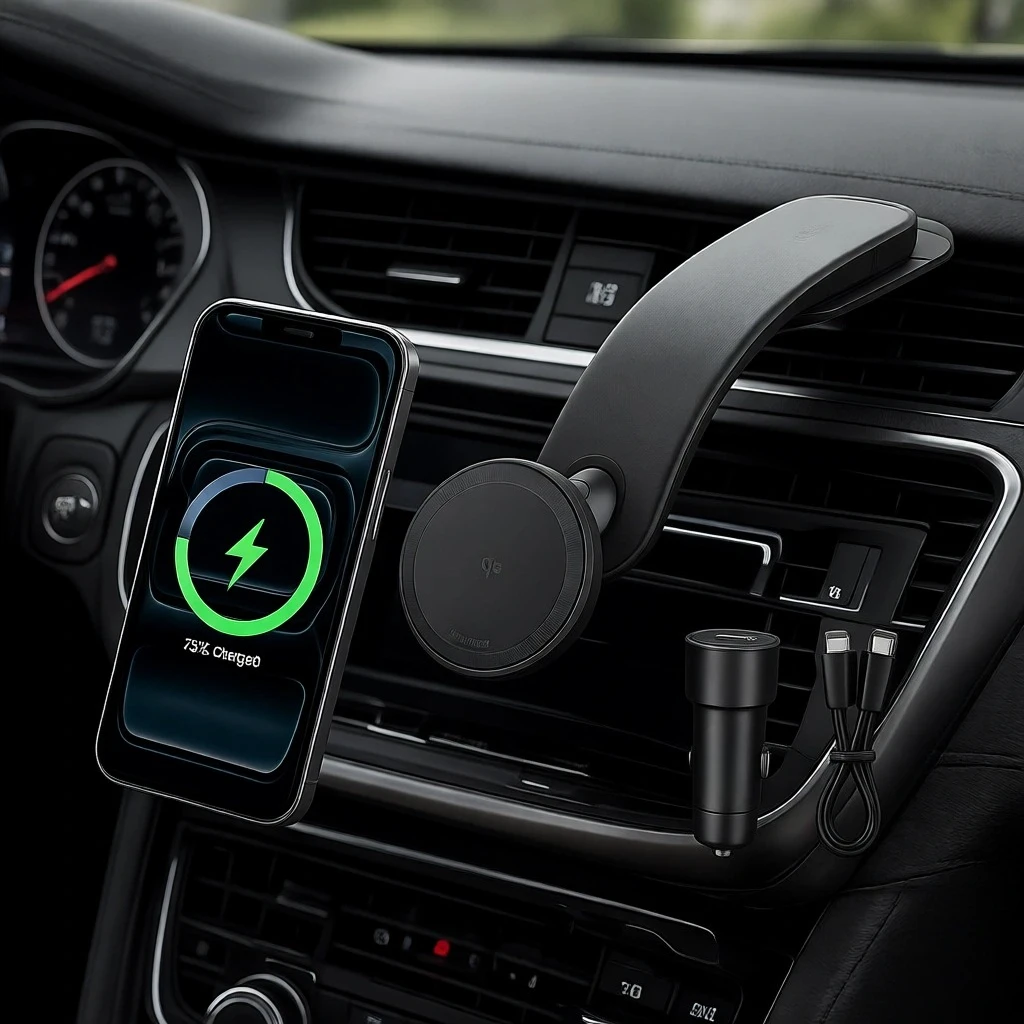 

Magnetic Wireless Car Charger 360 Adjustable 15W Qi2 Fast Charging Alloy Bracket for iPhone