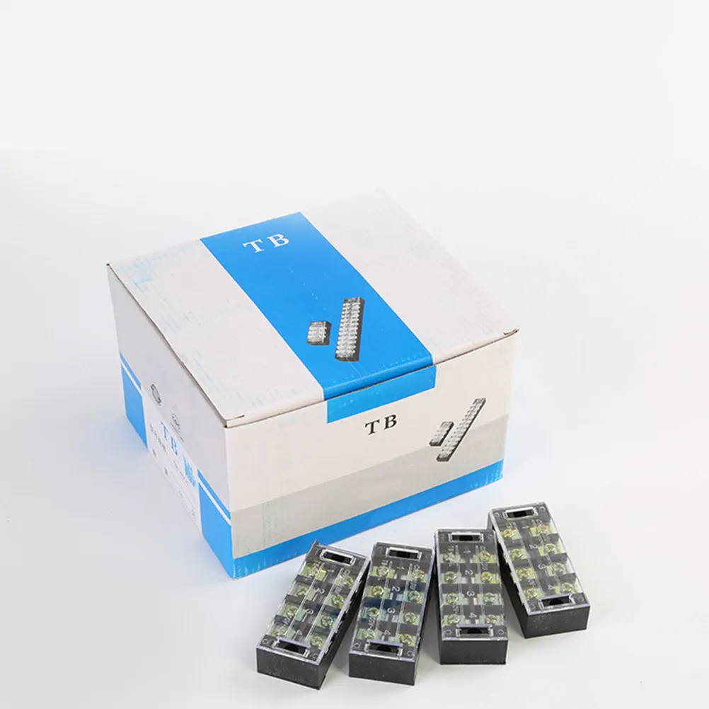 10Pcs Terminal Block Tb4504 45A 4-Position Dual Row Wire Connector Home Electronic Circuit Terminal Board Insulated Cover