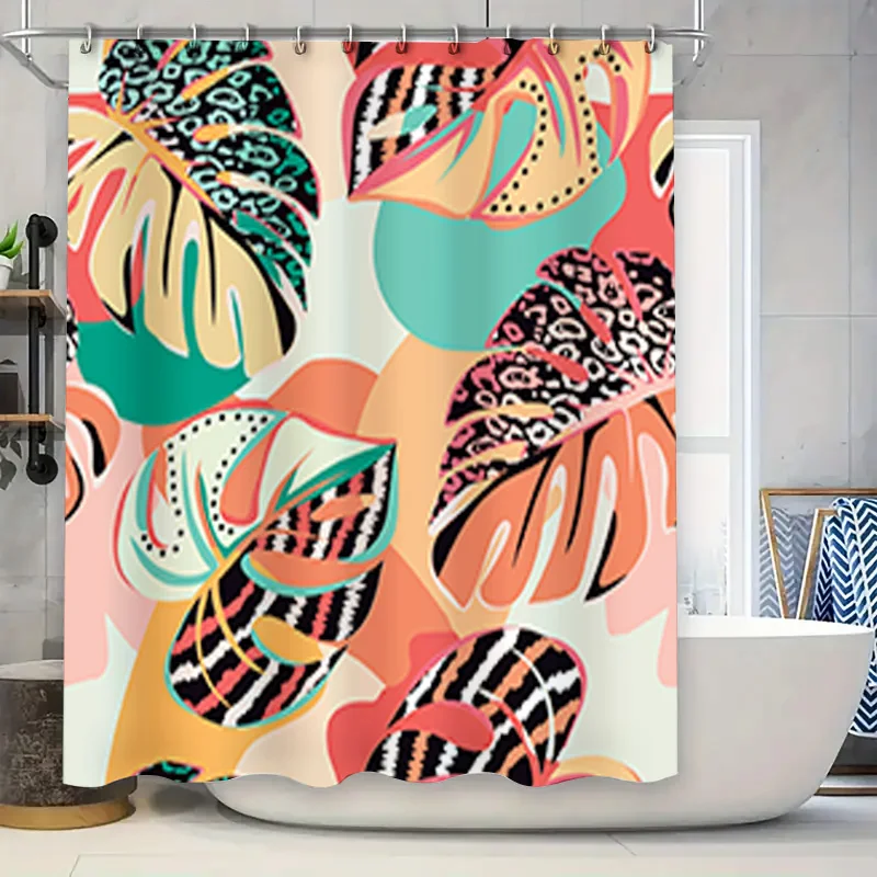 

Занавеска для душа с животным принтом, дизайн тропических листьев, яркие цвета для декора ванной комнаты