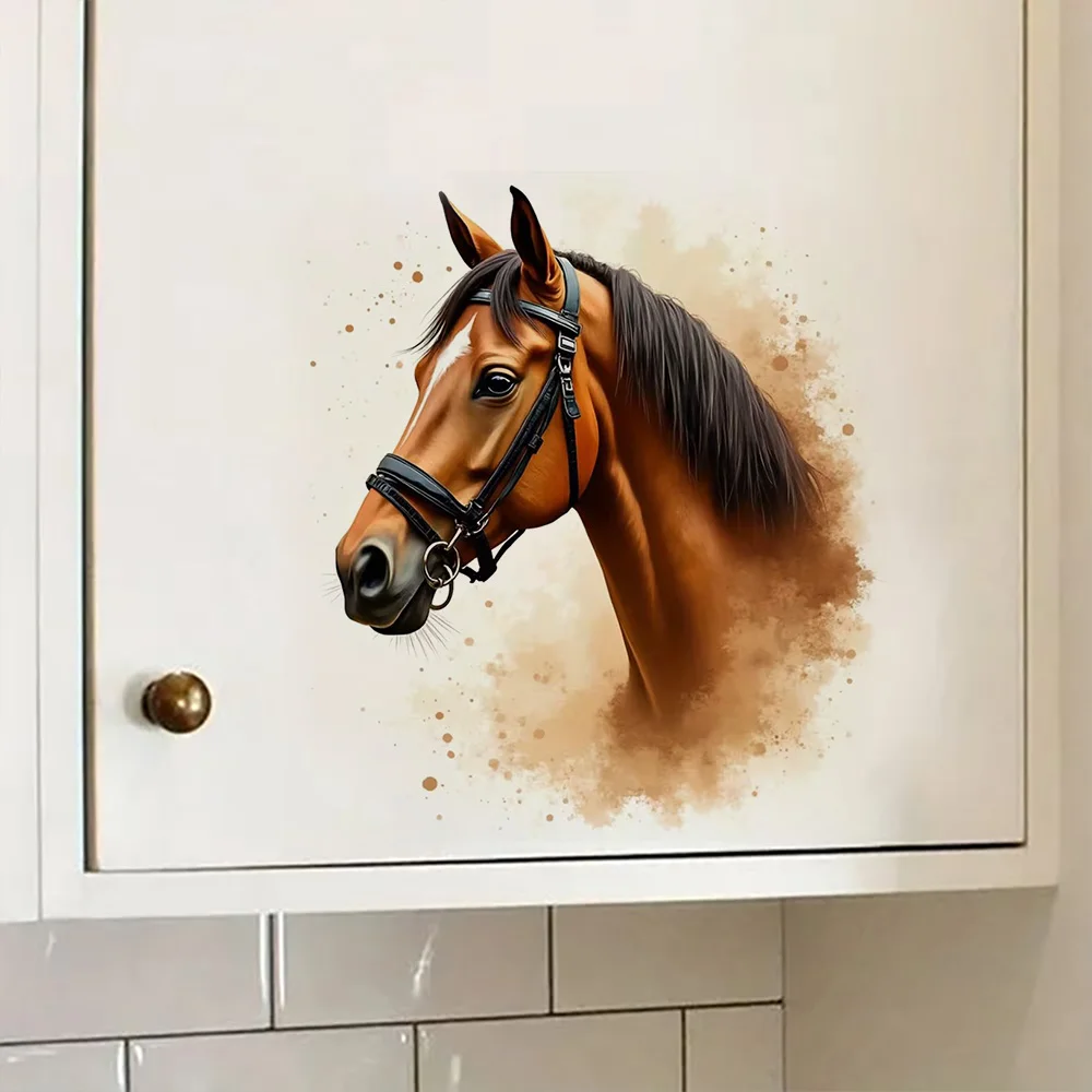 

Realistic Horse Head Stickers, Art Wall for Home, Cabinet, Refrigerator, Door, Toilet,Decoration, Vinyl Car Decals, Outdoor Use