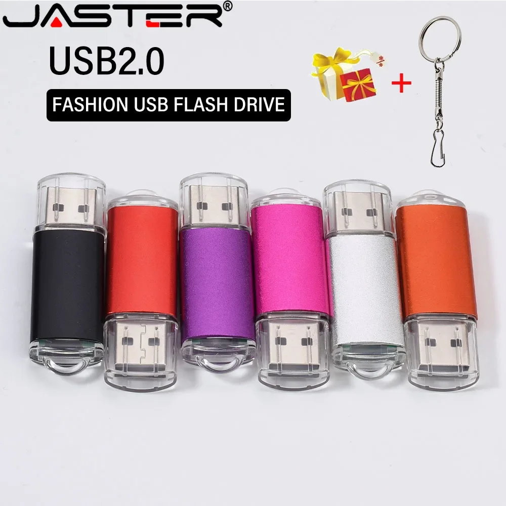 JASTER Plastic Black USB Flash Drive 128GB Free Keychain Pen Drive 64GB Blue Memory Stick 32GB Creative Business Gift U disk 16G