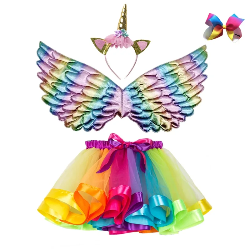 Cute Unicorn Headband Angel Wings Kids Gift Girls Rainbow Unicorn Birthday Party Decoration Cosplay Props Baby Hair Accessories