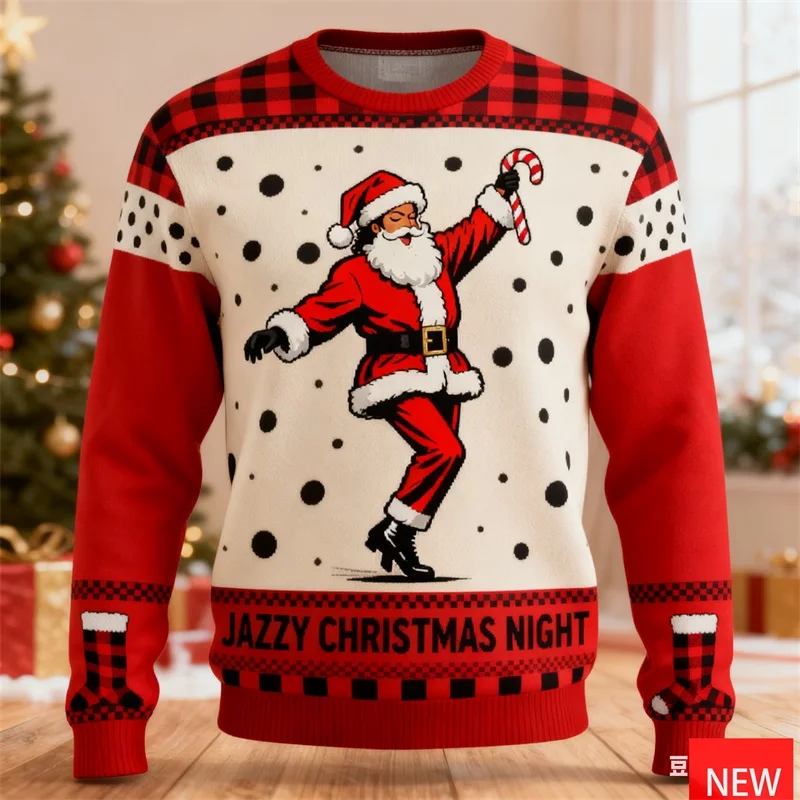 

С Рождеством уродливый рождественский свитер для мужчин, забавный пуловер с рисунком Санта-Клауса для танцев, кофты, рождественский джемпер, свитера