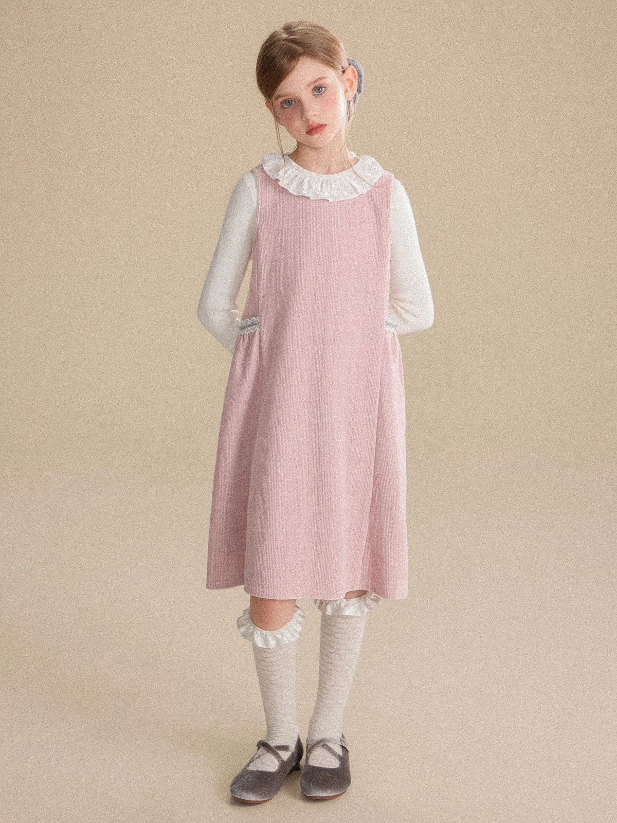 Girls French Style Dress – Shiny Chenille Sleeveless Pinafore for Fall, Elegant Party Gown for Toddler Kids