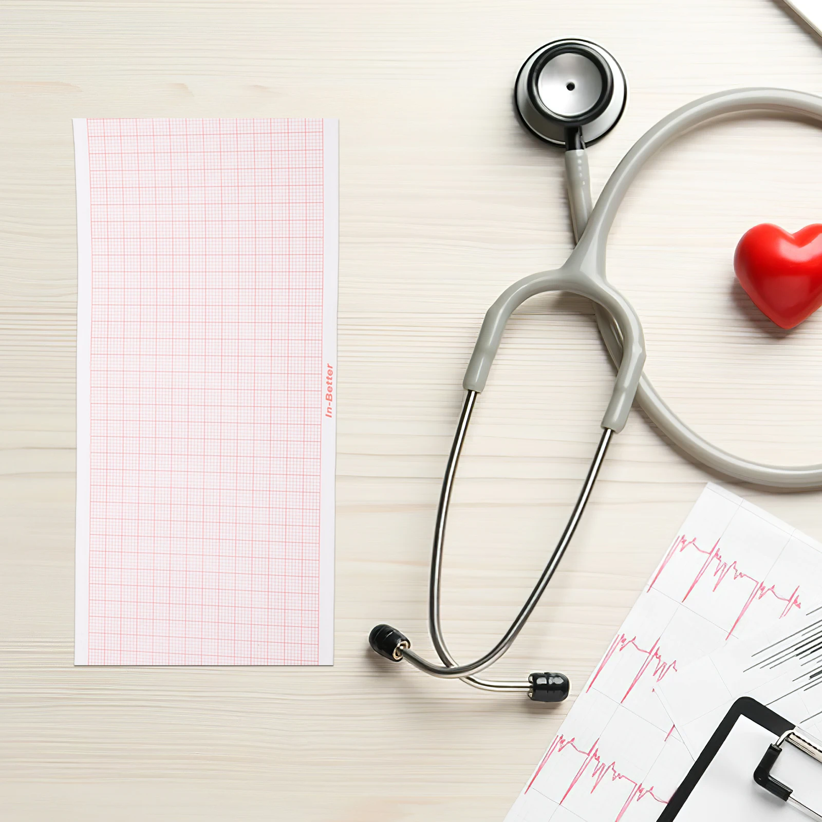

Heart Chart Paper Compatible -3 300 R3 Blank Refills Medical Use Thermal Cardiograph Sheets Monitoring System