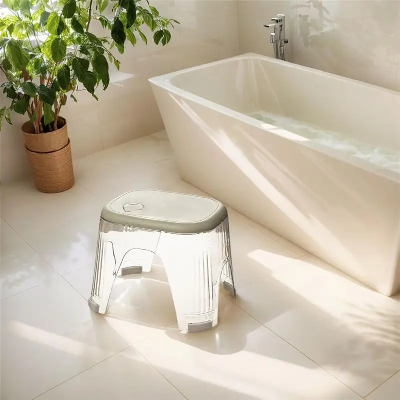 A56P-Acrylic For Inside Shower Stool Waterproof-Clear Shower Foot Rest For Shaving Legs, Corner Step Foot Stool For Bathing Area image 5